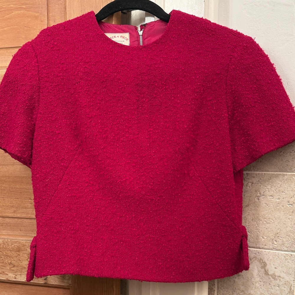 Vintage Peck & Peck Fifth Avenue magenta boucle top S 60’s designer
